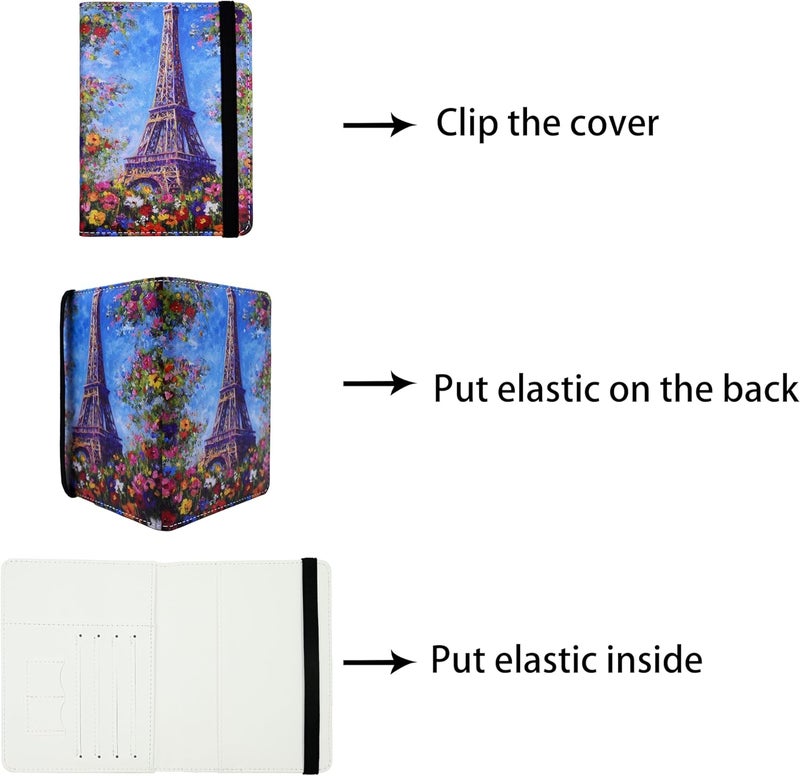 bassyil Passport Holder for Women and Men PU Leather Passport Cover for Travel (Eiffel Tower Floral) - Image 3